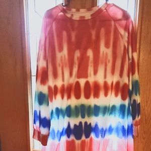 Tie dye long sleeve t-shirt dress